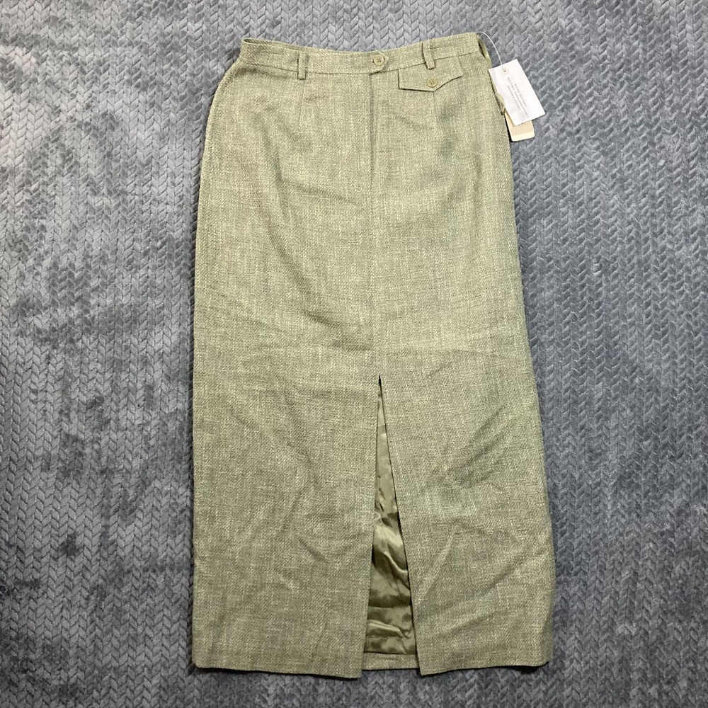 Jones New York Wool Skirt Womens 10 Arlington Green Front Slit NEW